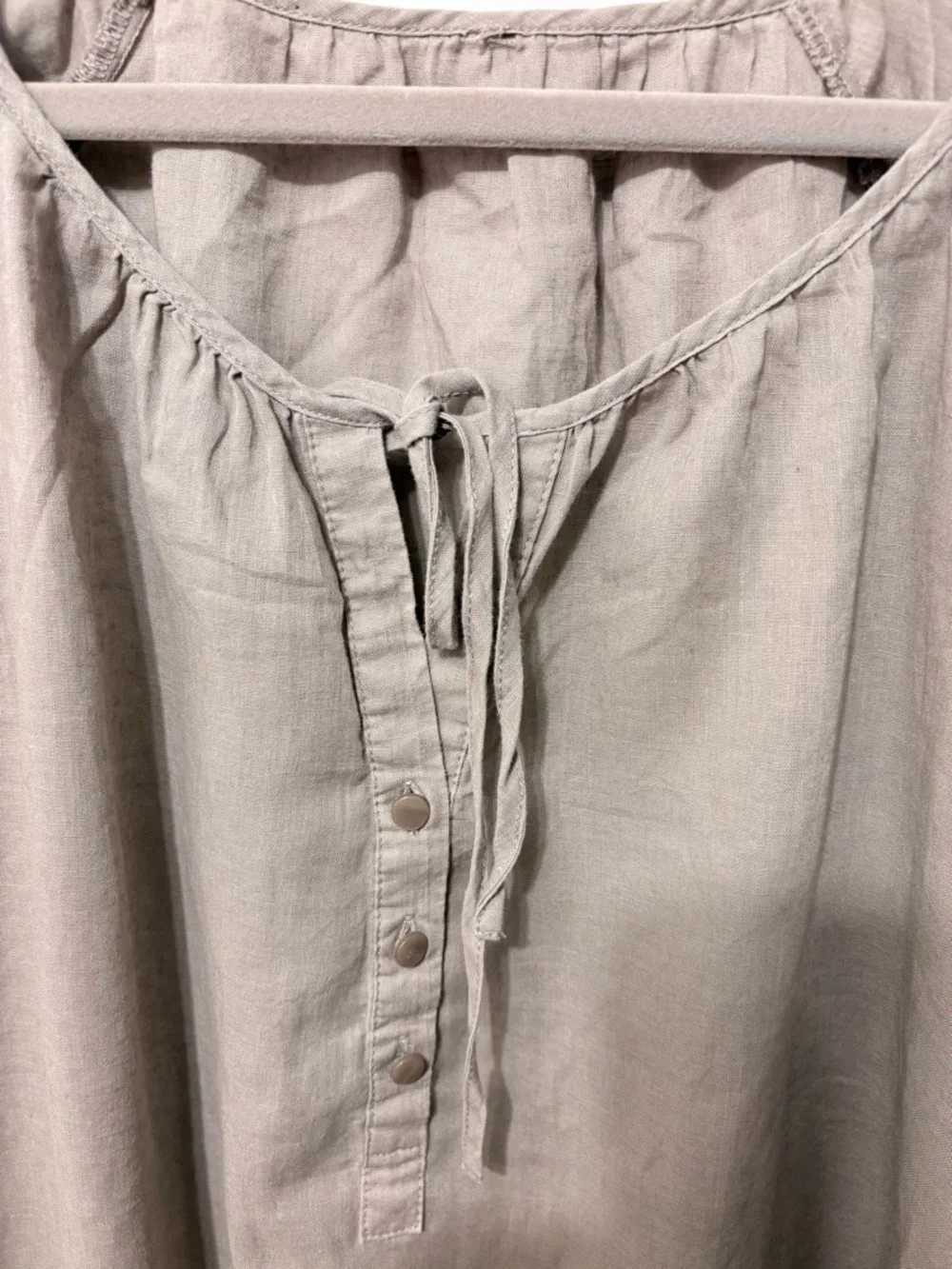 Taupe Embroidered short-sleeved Peasant Blouse - Picture 4 of 9